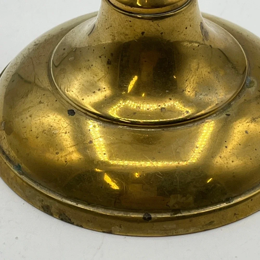 Vintage‎ Solid Brass Taper Candlestick Holder 7.5 Inch Baluster Stem Heavy